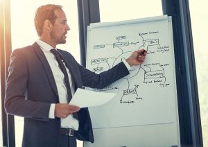 a company team working on their new year resolutions