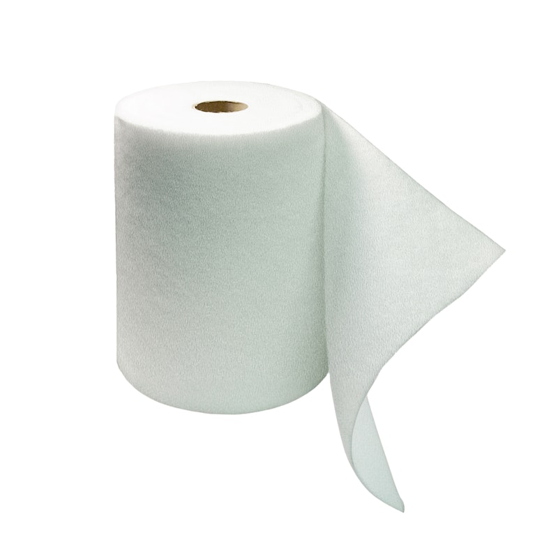 A roll of white capillary mat for sub-irrigation purposes