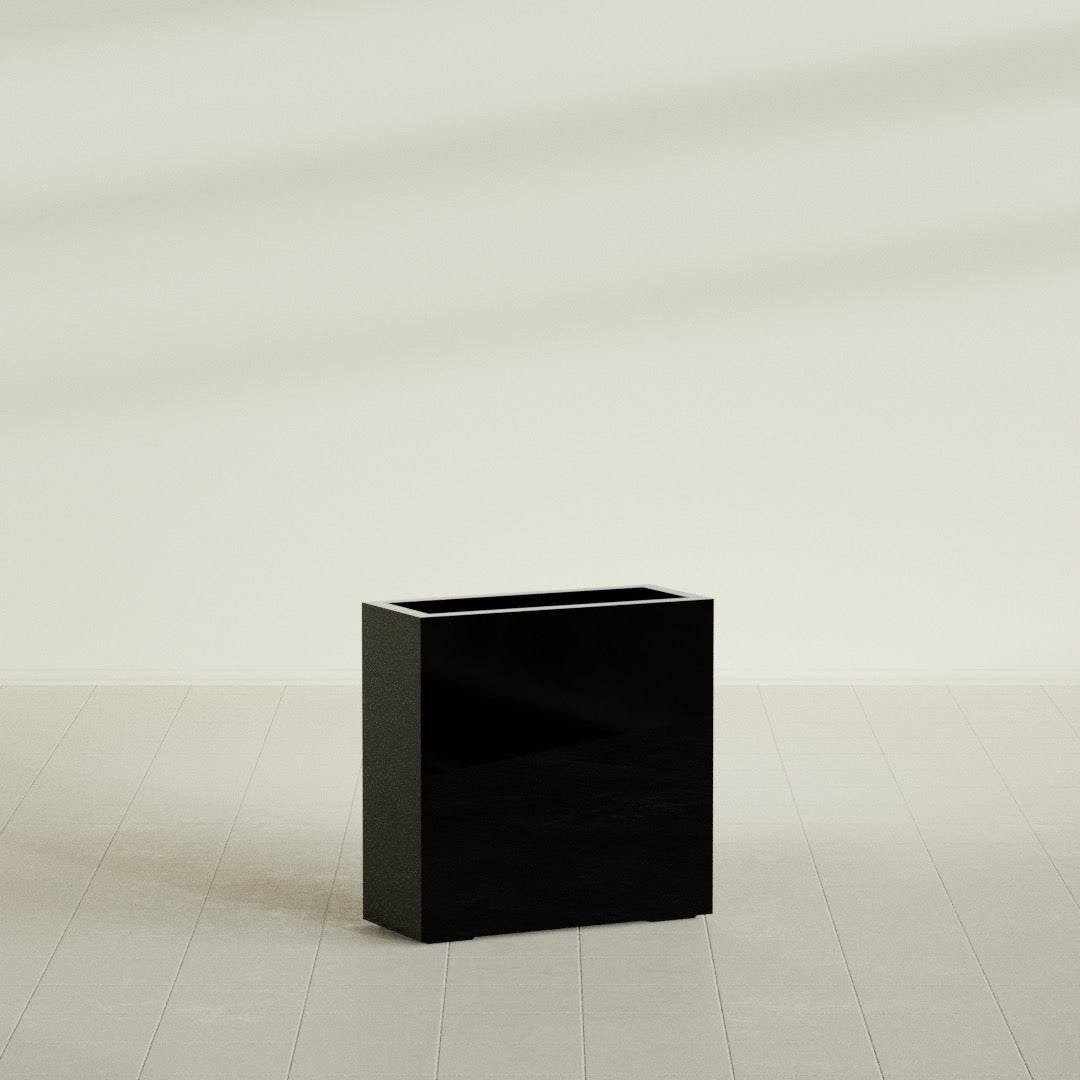 Milano Medium Narrow Rectangle Fiberglass Planter - 24 in x 10 in x 24 in - Gloss Black - Gloss Black,24 in x 10 in x 24 in