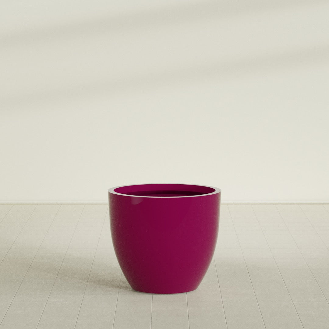 Wannsee Large Round Fiberglass Planter - 39 in x 39 in x 34 in - Gloss Eggplant - Gloss Eggplant,39 in x 39 in x 34 in