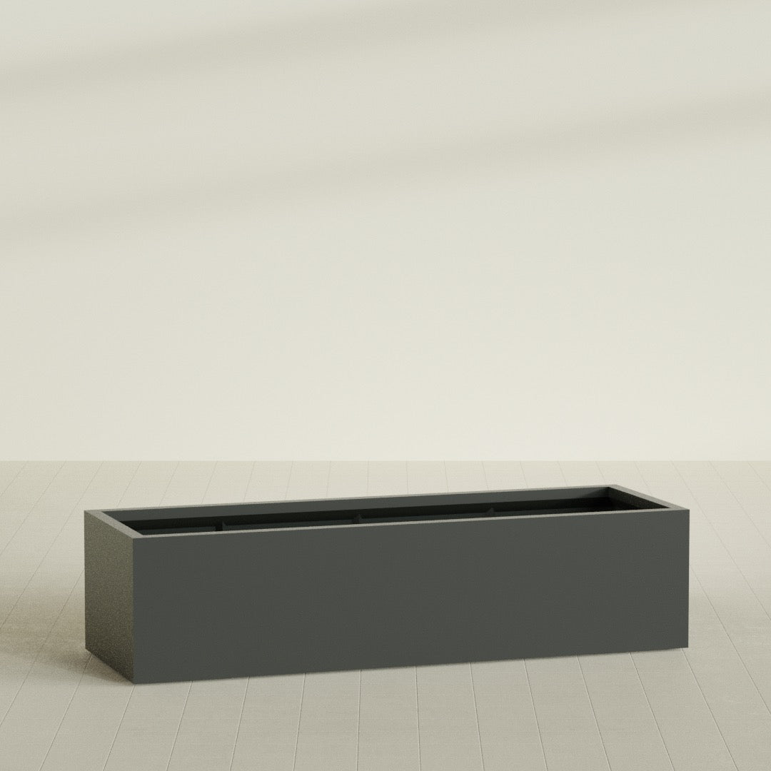 Torino Extra Large Wide Rectangle Fiberglass Planter - 72 in x 24 in x 18 in - Matte Charcoal - Matte Charcoal,72 in x 24 in x 18 in