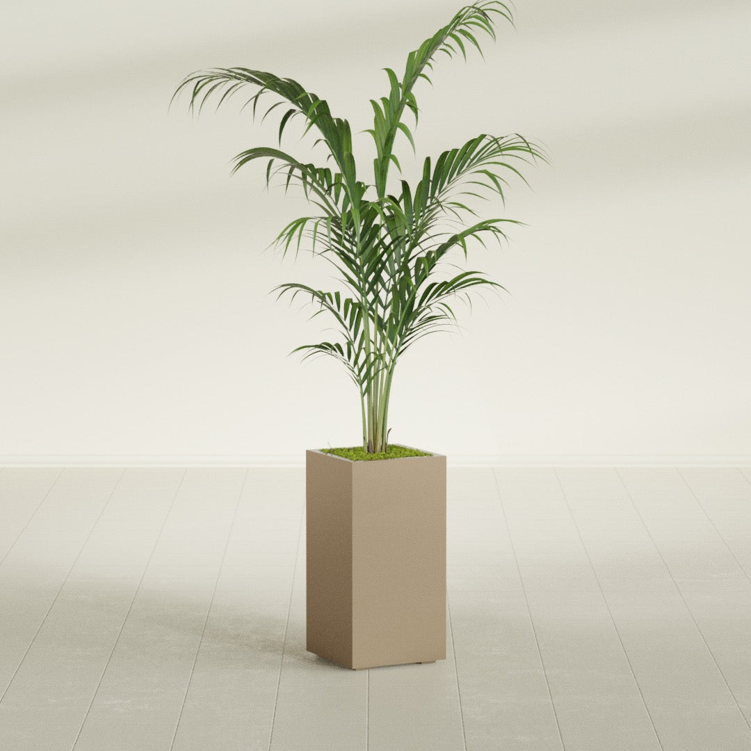 Potsdam Large Tall Rectangle Fiberglass Planter - 16 in x 16 in x 32 in - Metallic Gold - Metallic Gold,16 in x 16 in x 32 in