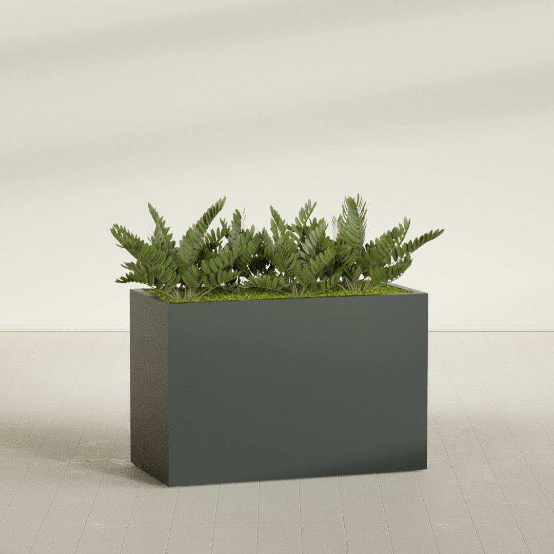 Brisbane Extra Large Long Rectangle Fiberglass Planter - 48 in x 24 in x 32 in - Matte Charcoal - Matte Charcoal,48 in x 24 in x 32 in