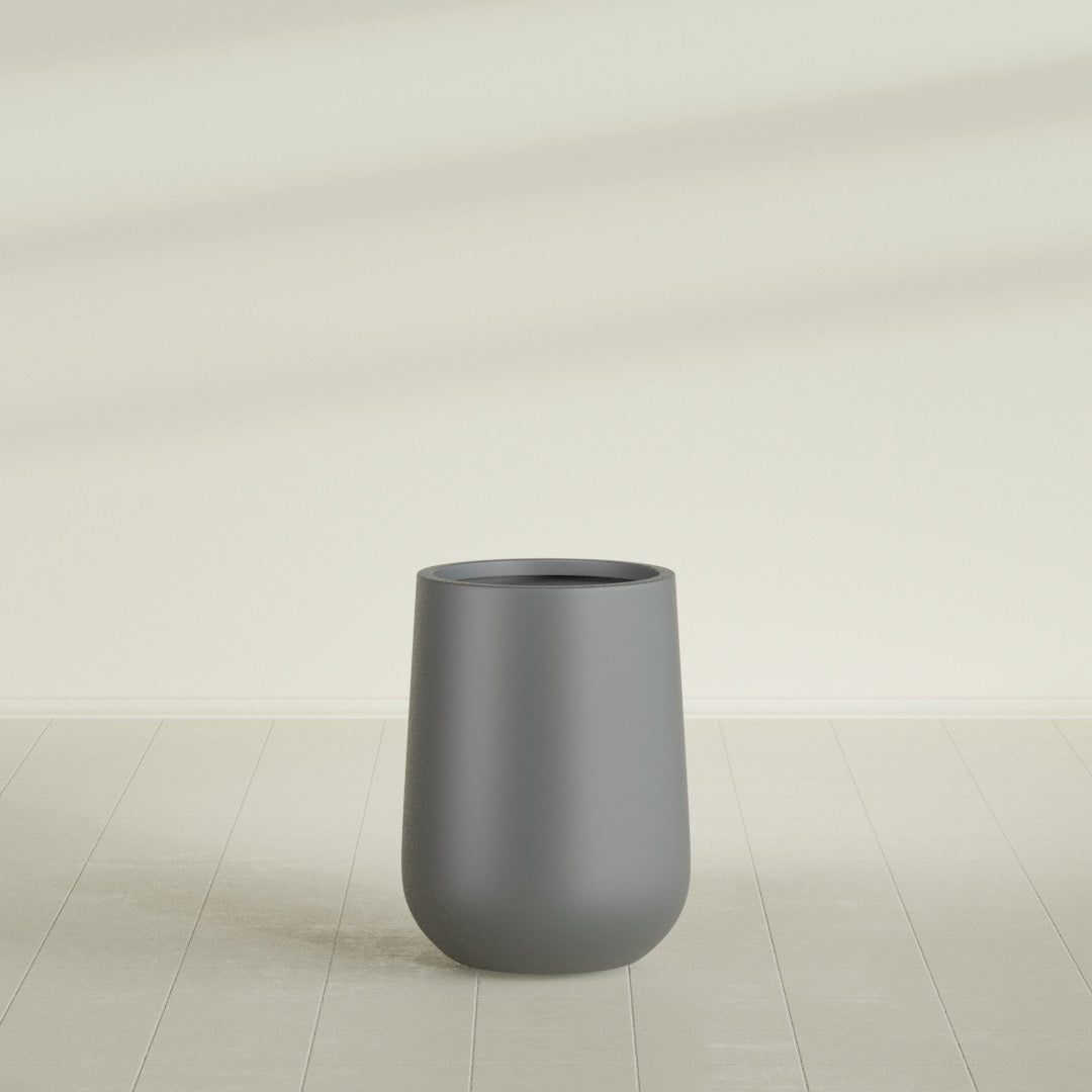 Tall Hayden Medium Round Fiberglass Planter - 15 in x 15 in x 23 in - Metallic Gunmetal - Metallic Gunmetal,15 in x 15 in x 23 in