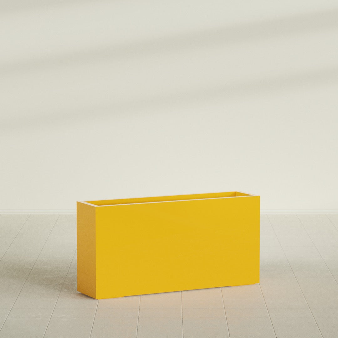 Hollywood Extra Large Narrow Rectangle Fiberglass Planter - 48 in x 12 in x 24 in - Gloss Saffron - Gloss Saffron,48 in x 12 in x 24 in