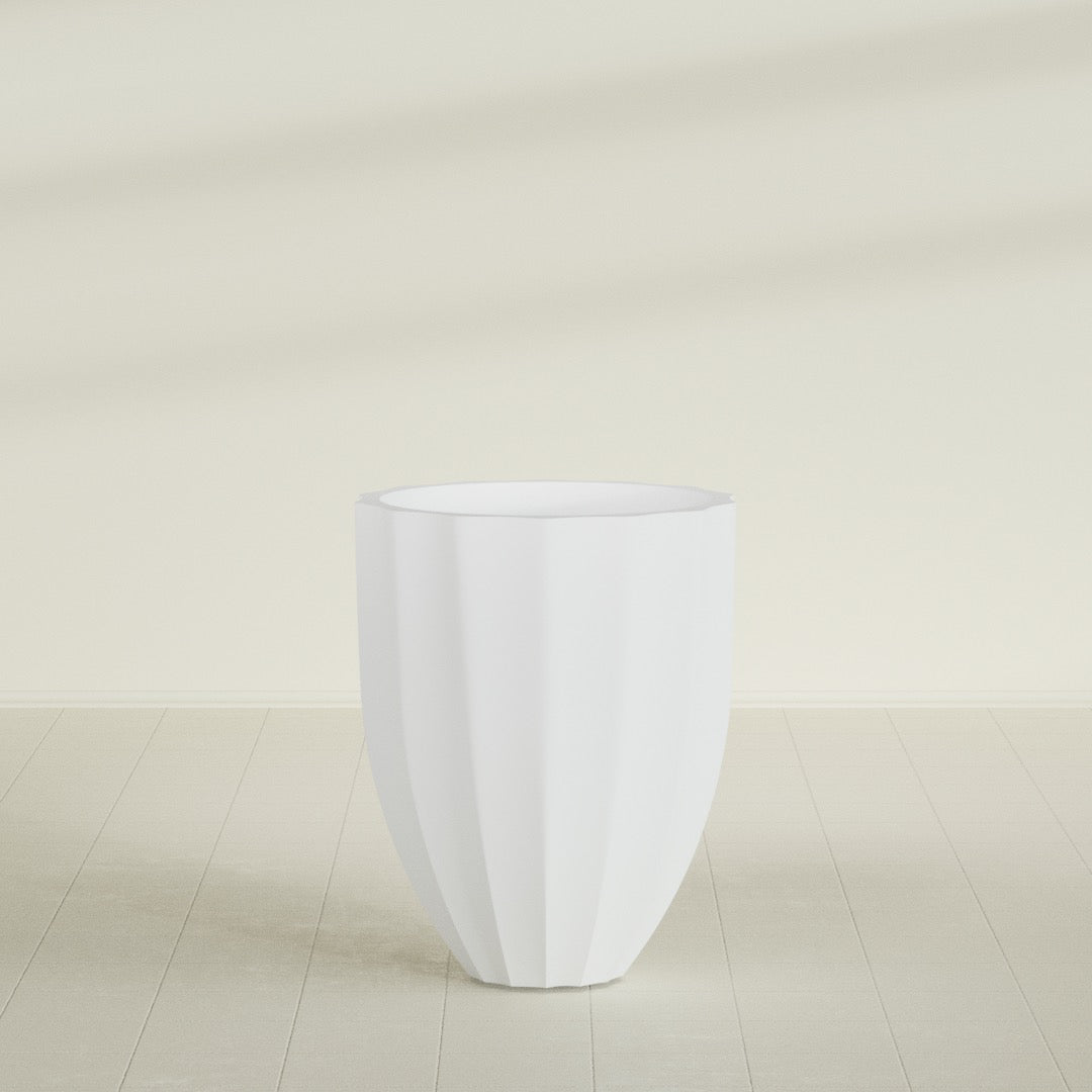 Alicante Medium Round Fiberglass Planter - 26 in x 26 in x 32 in - Gloss White - Gloss White,26 in x 26 in x 32 in