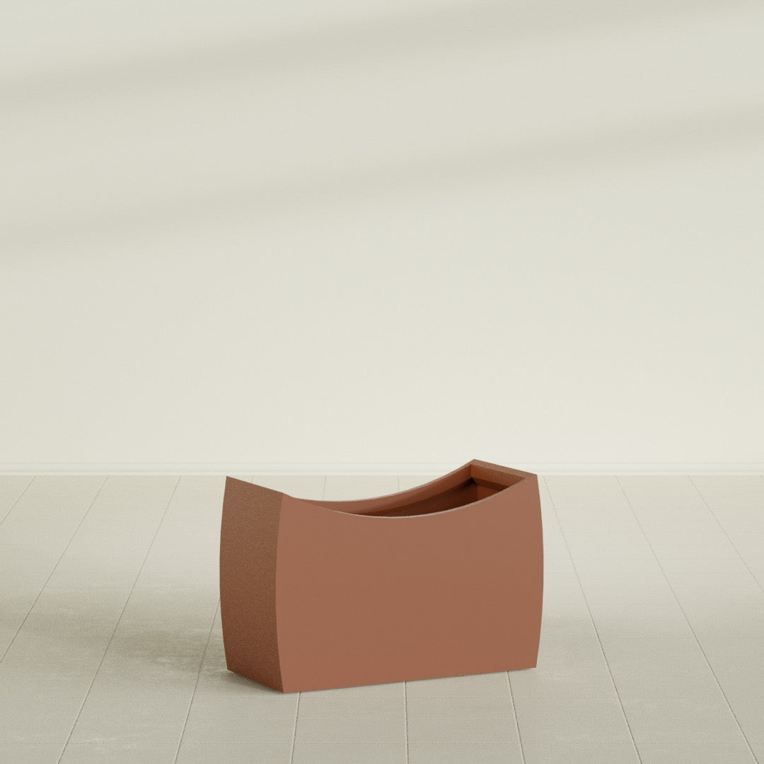 Seoul Large Curved Abstract Fiberglass Planter - 36 in x 16 in x 24 in - Matte Terracotta - Matte Terracotta,36 in x 16 in x 24 in