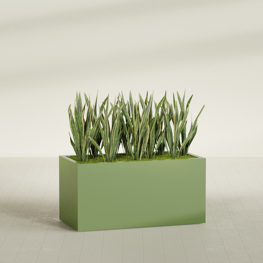 Granada Extra Large Long Rectangle Fiberglass Planter - 48 in x 24 in x 24 in - Satin Green - Satin Green,48 in x 24 in x 24 in