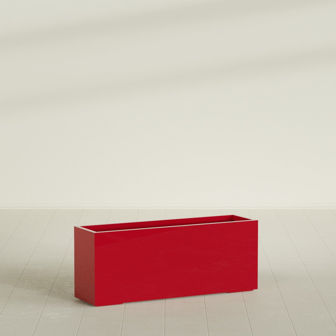 Tolga Extra Large Long Rectangle Fiberglass Planter - 60 in x 16 in x 24 in - Gloss Red - Gloss Red,60 in x 16 in x 24 in