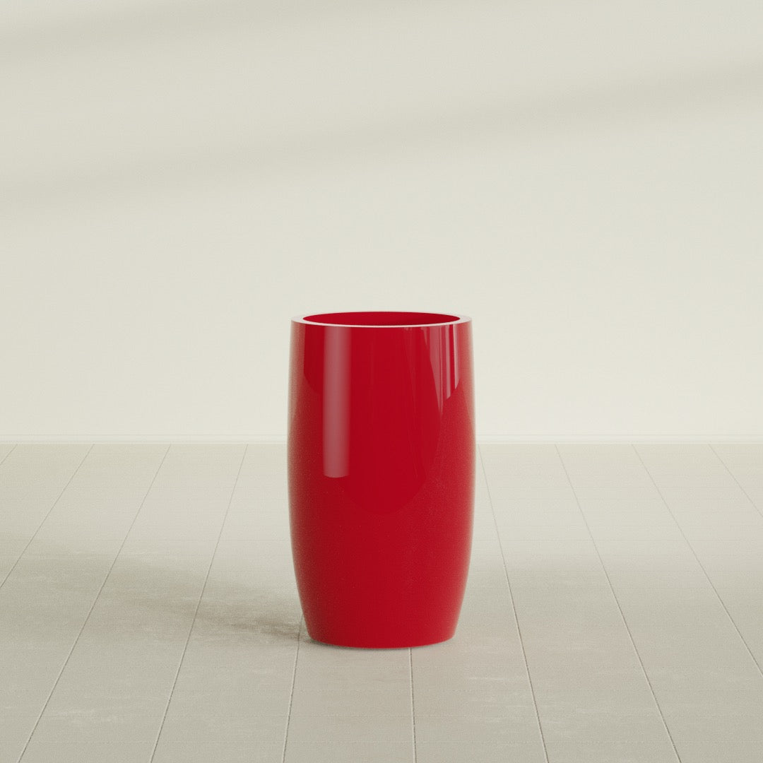 Lisbon Large Round Fiberglass Planter - 18 in x 18 in x 32 in - Gloss Red - Gloss Red,18 in x 18 in x 32 in
