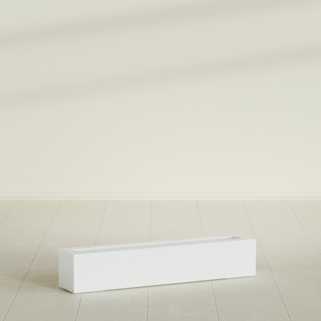 Salon Large Tall Rectangle Fiberglass Planter - 42 in x 8 in x 8 in - Matte White - Matte White,42 in x 8 in x 8 in