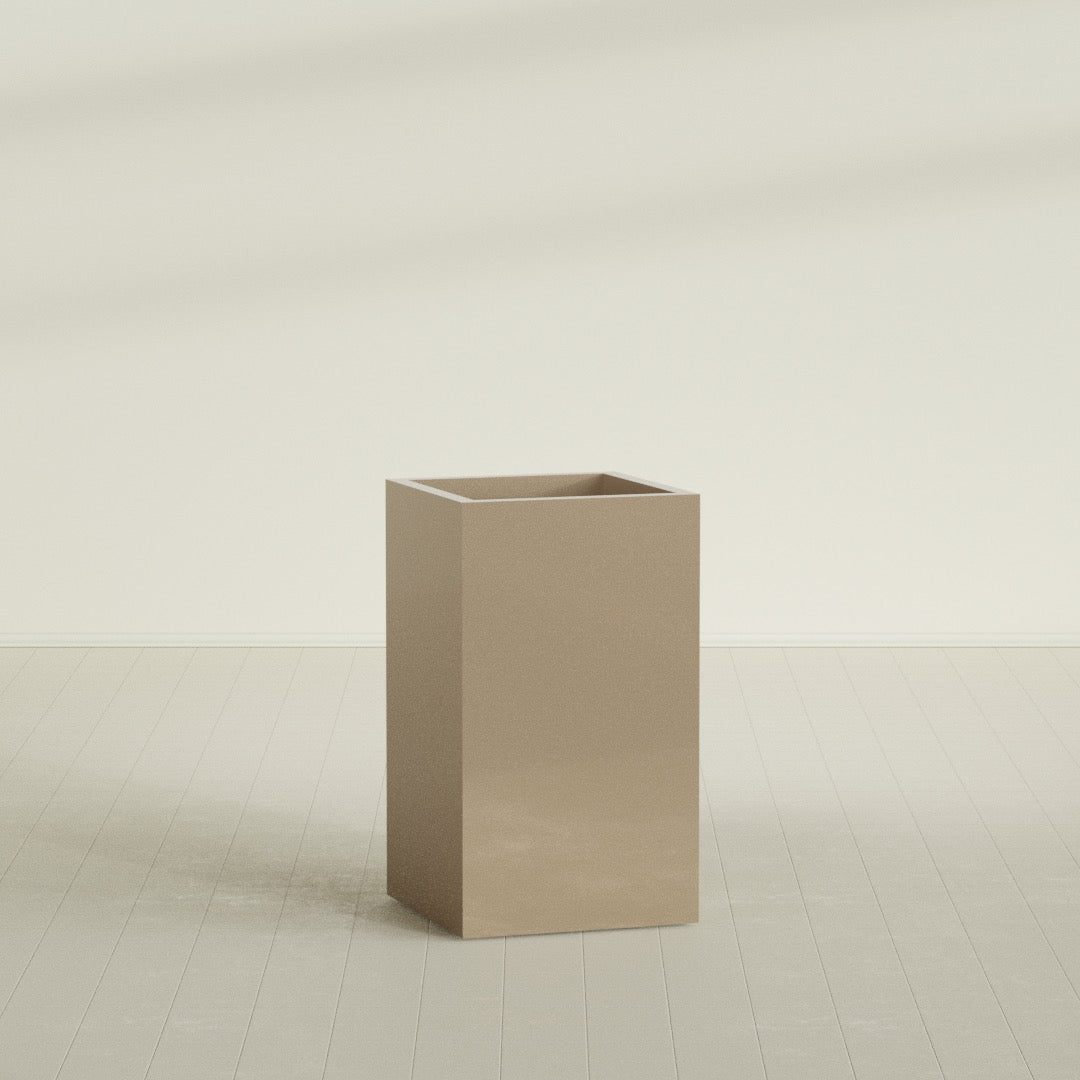 Darwin Large Tall Rectangle Fiberglass Planter - 24 in x 24 in x 42 in - Metallic Gold - Metallic Gold,24 in x 24 in x 42 in