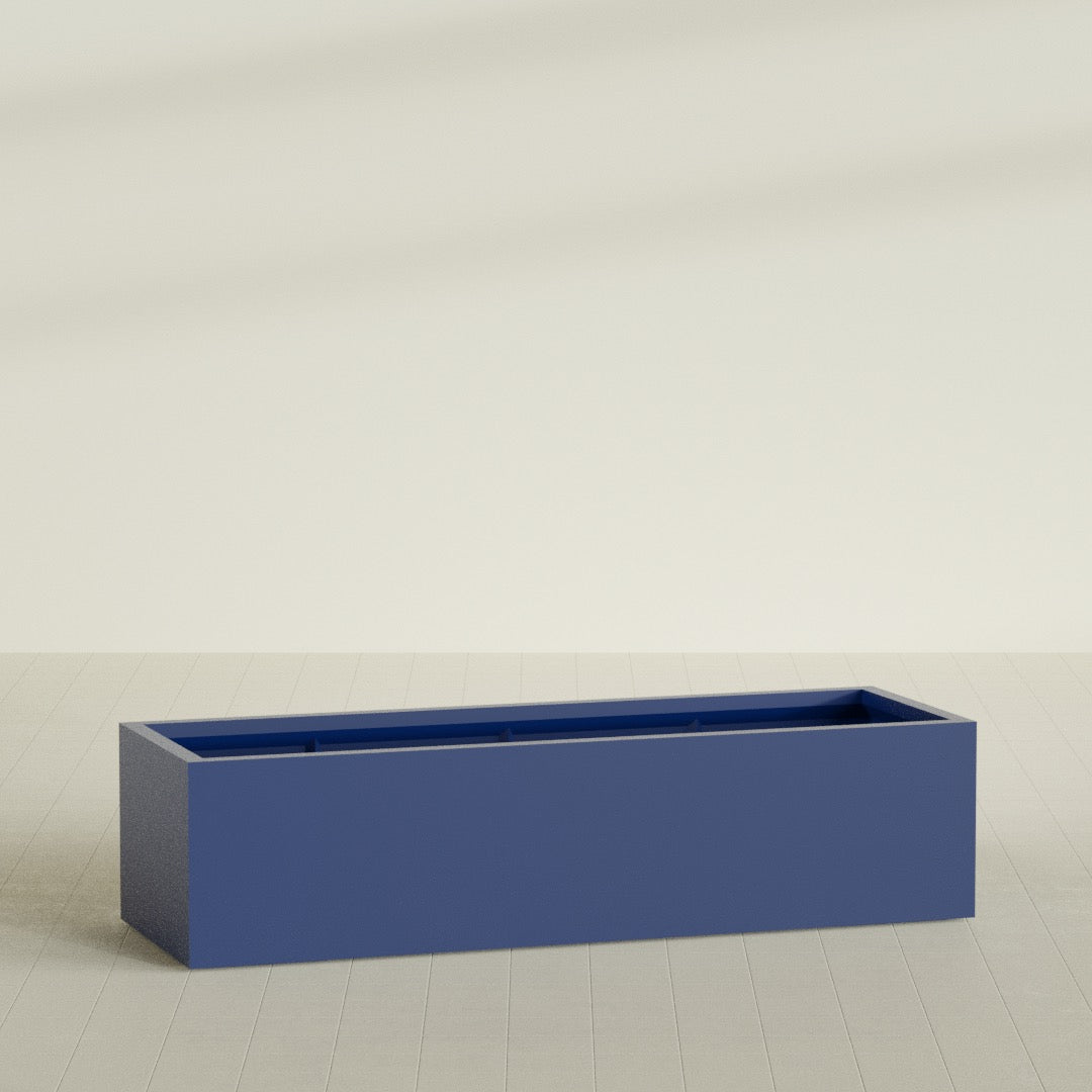 Torino Extra Large Wide Rectangle Fiberglass Planter - 72 in x 24 in x 18 in - Matte Cobalt Blue - Matte Cobalt Blue,72 in x 24 in x 18 in