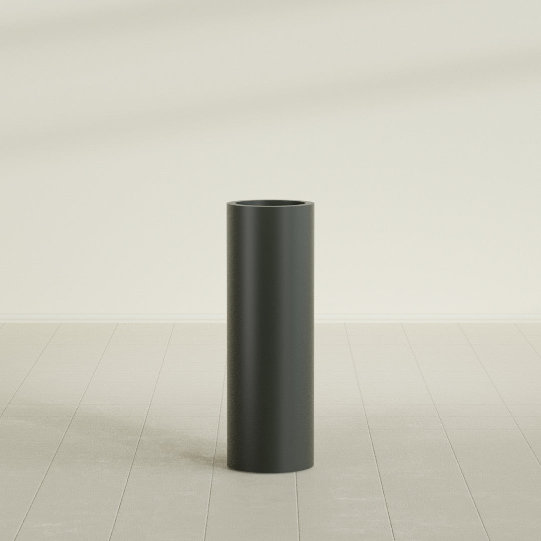 Corry Large Tall Cylinder Fiberglass Planter - 10 in x 10 in x 30 in - Matte Charcoal - Matte Charcoal,10 in x 10 in x 30 in