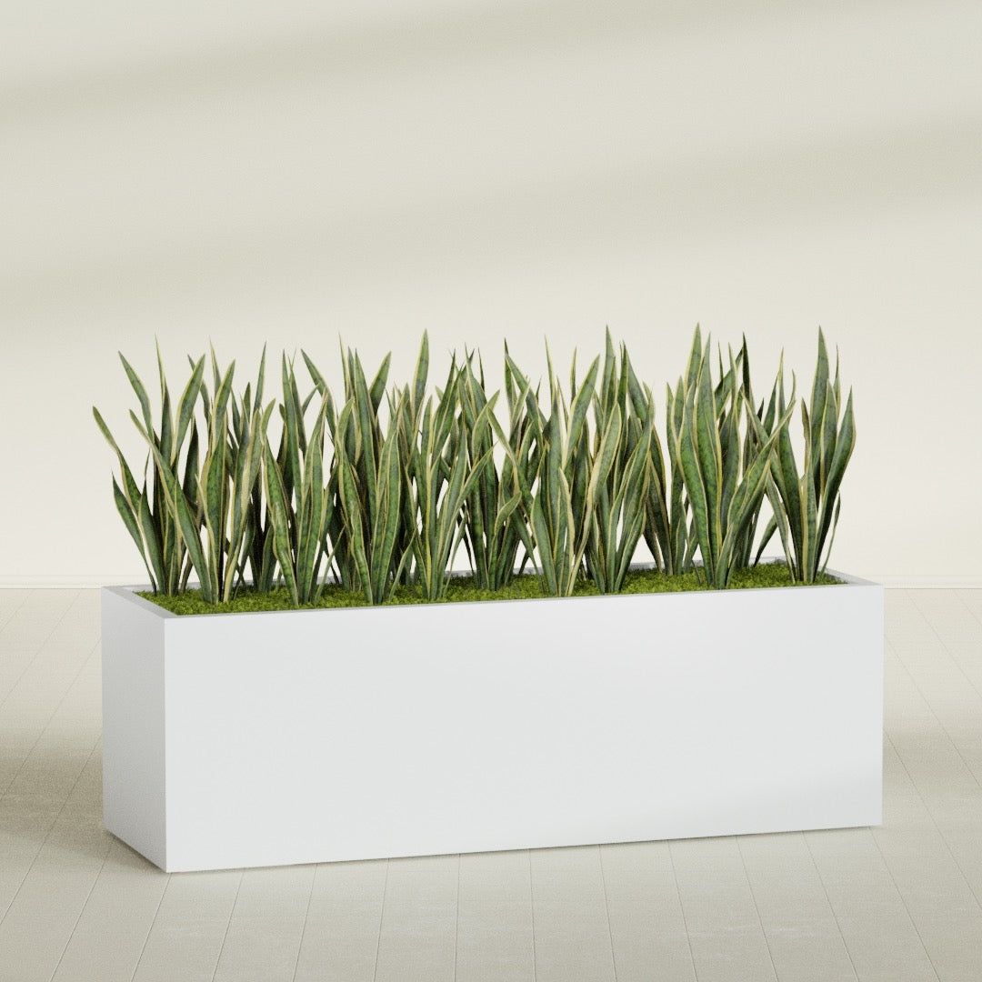 Granada Extra Large Long Rectangle Fiberglass Planter - 72 in x 24 in x 24 in - Gloss White - Gloss White,72 in x 24 in x 24 in