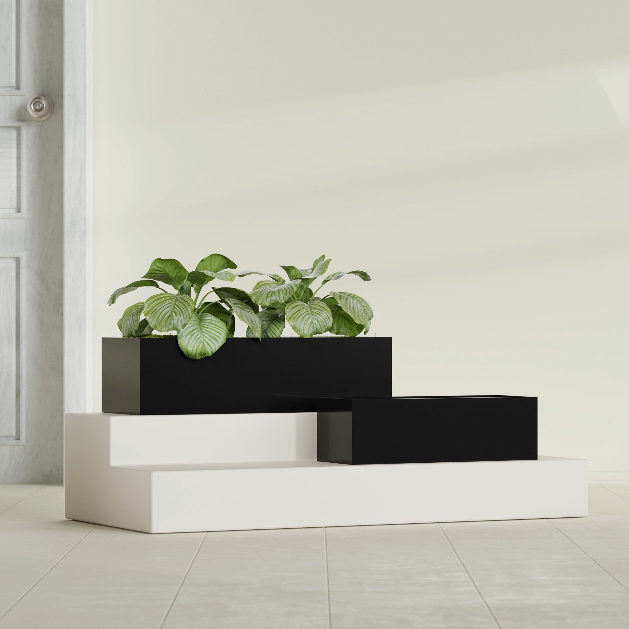 Reade Small Tabletop Rectangle Fiberglass Planter - 14 in x 5 in x 4.3 in - Gloss Black - Gloss Black,14 in x 5 in x 4.3 in