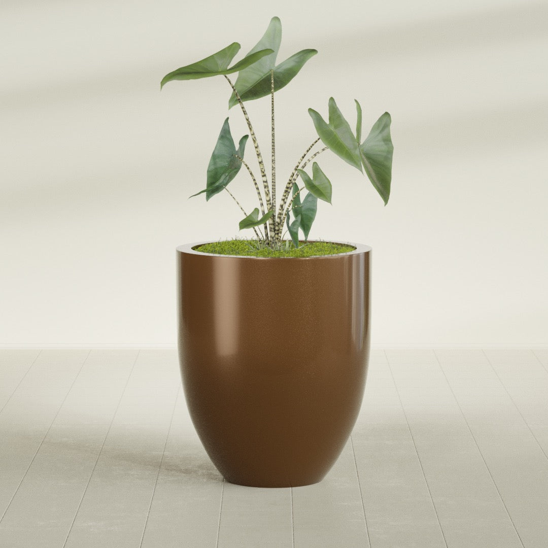 Valencia Large Round Fiberglass Planter - 27 in x 27 in x 31 in - Metallic Bronze - Metallic Bronze,27 in x 27 in x 31 in