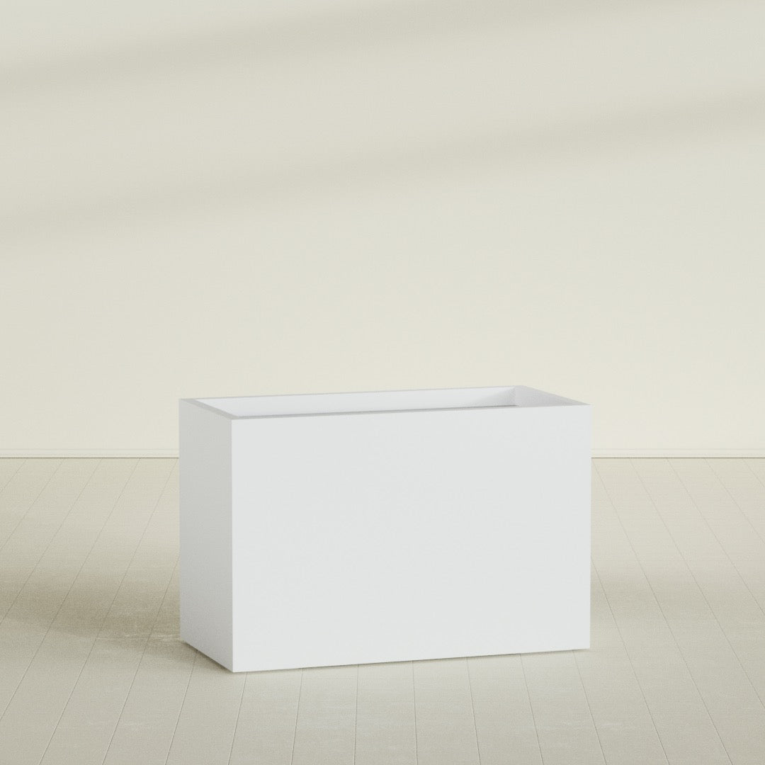 Brisbane Extra Large Long Rectangle Fiberglass Planter - 48 in x 24 in x 32 in - Gloss White - Gloss White,48 in x 24 in x 32 in