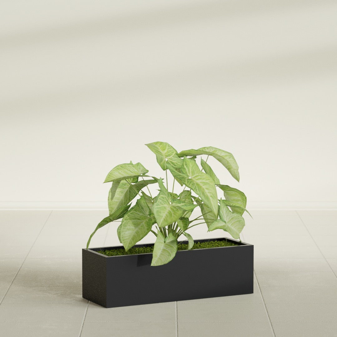 Reade Small Tabletop Rectangle Fiberglass Planter - 14 in x 5 in x 4.3 in - Matte Black - Matte Black,14 in x 5 in x 4.3 in