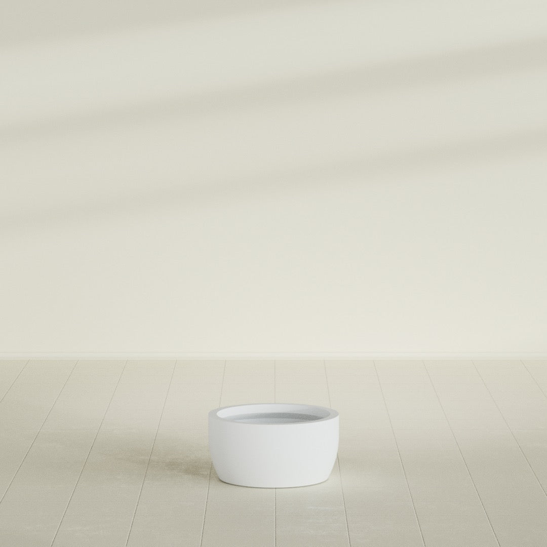 Casablanca Medium Round Low Bowl Fiberglass Planter - 20 in x 20 in x 10 in - Gloss White - Gloss White,20 in x 20 in x 10 in