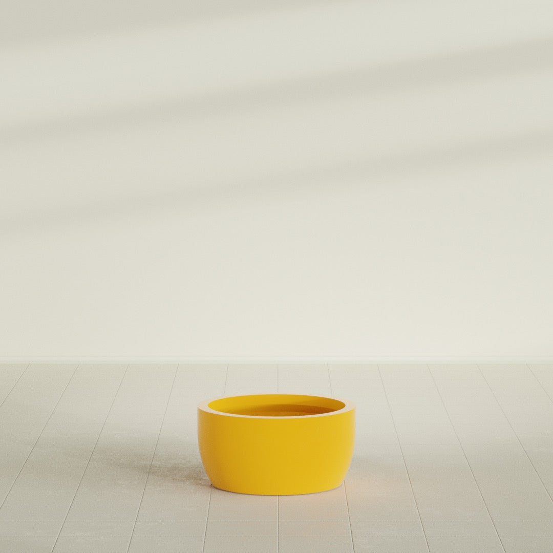 Casablanca Medium Round Low Bowl Fiberglass Planter - 24 in x 24 in x 12 in - Gloss Saffron - Gloss Saffron,24 in x 24 in x 12 in