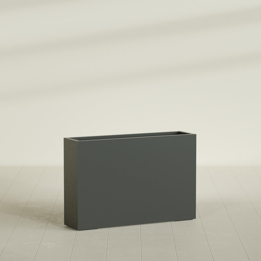 Delray Extra Large Long Rectangle Fiberglass Planter - 48 in x 12 in x 32 in - Matte Charcoal - Matte Charcoal,48 in x 12 in x 32 in