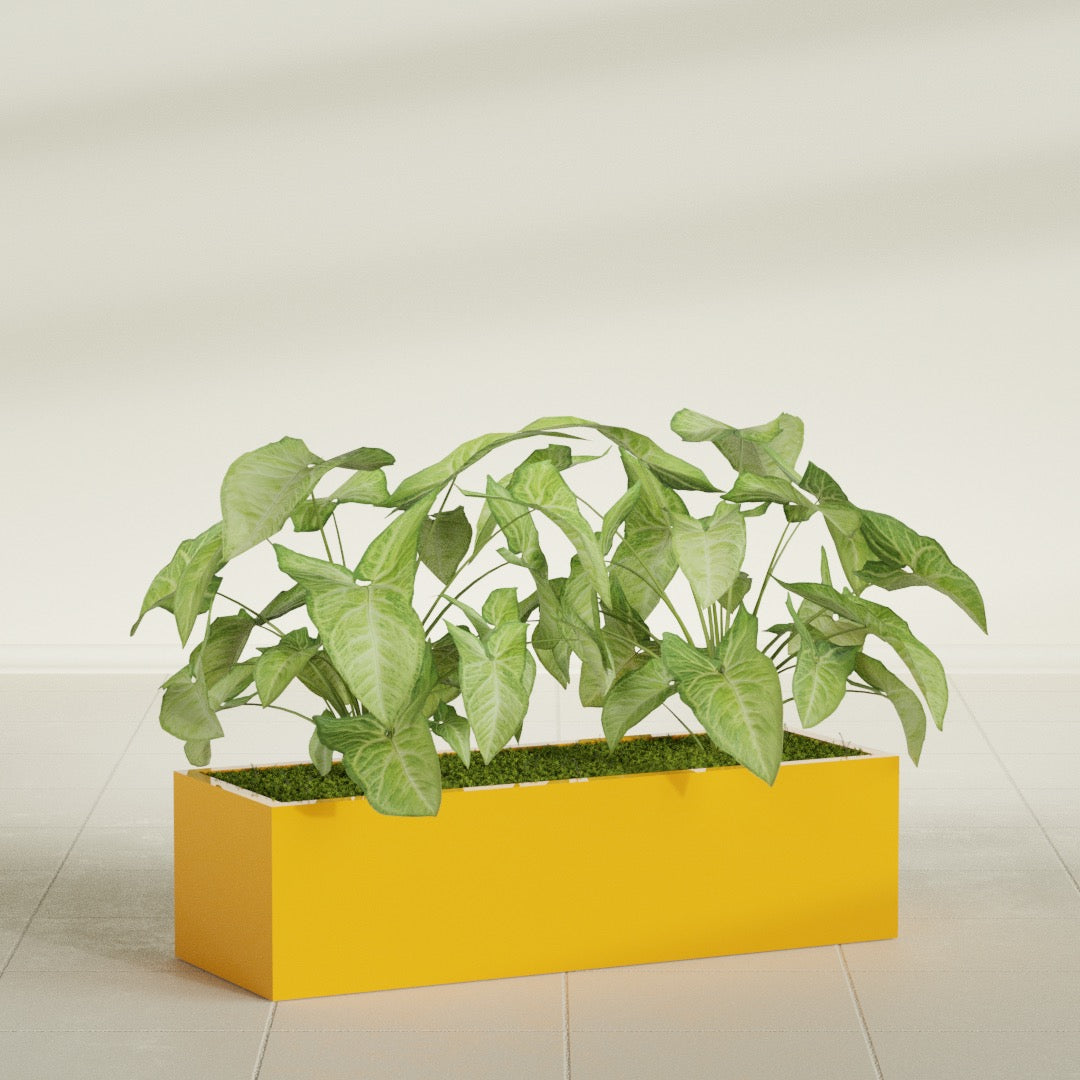 Reade Small Tabletop Rectangle Fiberglass Planter - 18 in x 6.5 in x 5 in - Gloss Saffron - Gloss Saffron,18.5 in x 6.5 in x 5 in