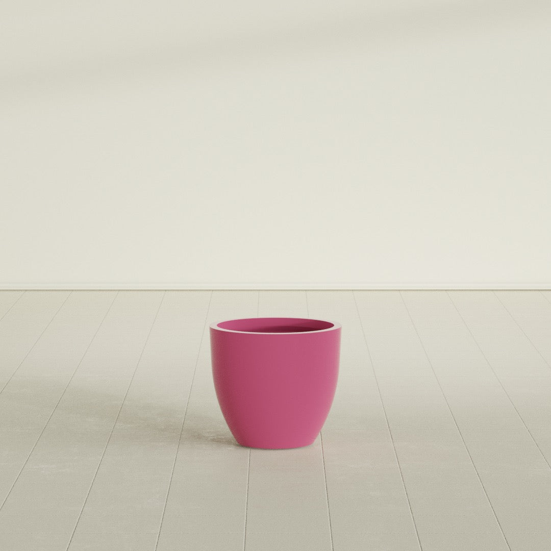 Wannsee Medium Round Fiberglass Planter - 22 in x 22 in x 19 in - Gloss Pink Violet - Gloss Pink Violet,22 in x 22 in x 19 in