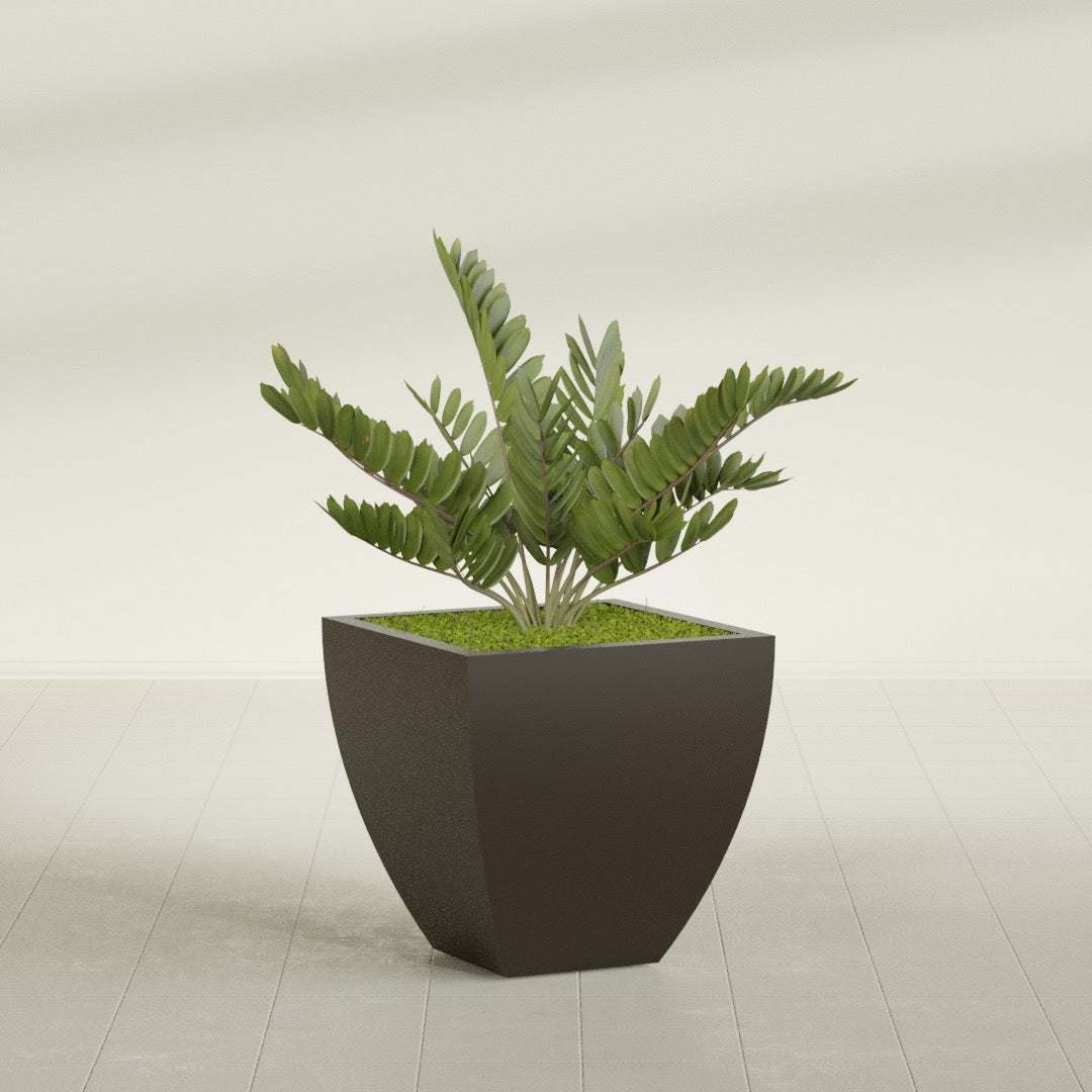 Lima Medium Tapered Square Fiberglass Planter - 24 in x 24 in x 24 in - Matte Brown - Matte Brown,24 in x 24 in x 24 in