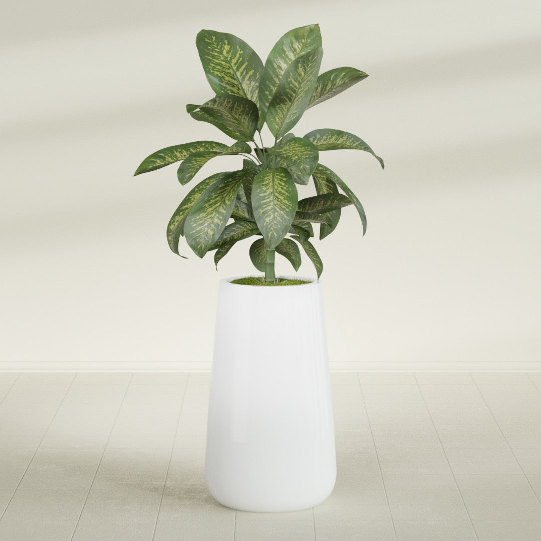 Saigon Extra Large Tapered Round Planter - 19 in x 24 in x 42 in - Matte White - Matte White,19.2 in x 24.2 in x 42 in