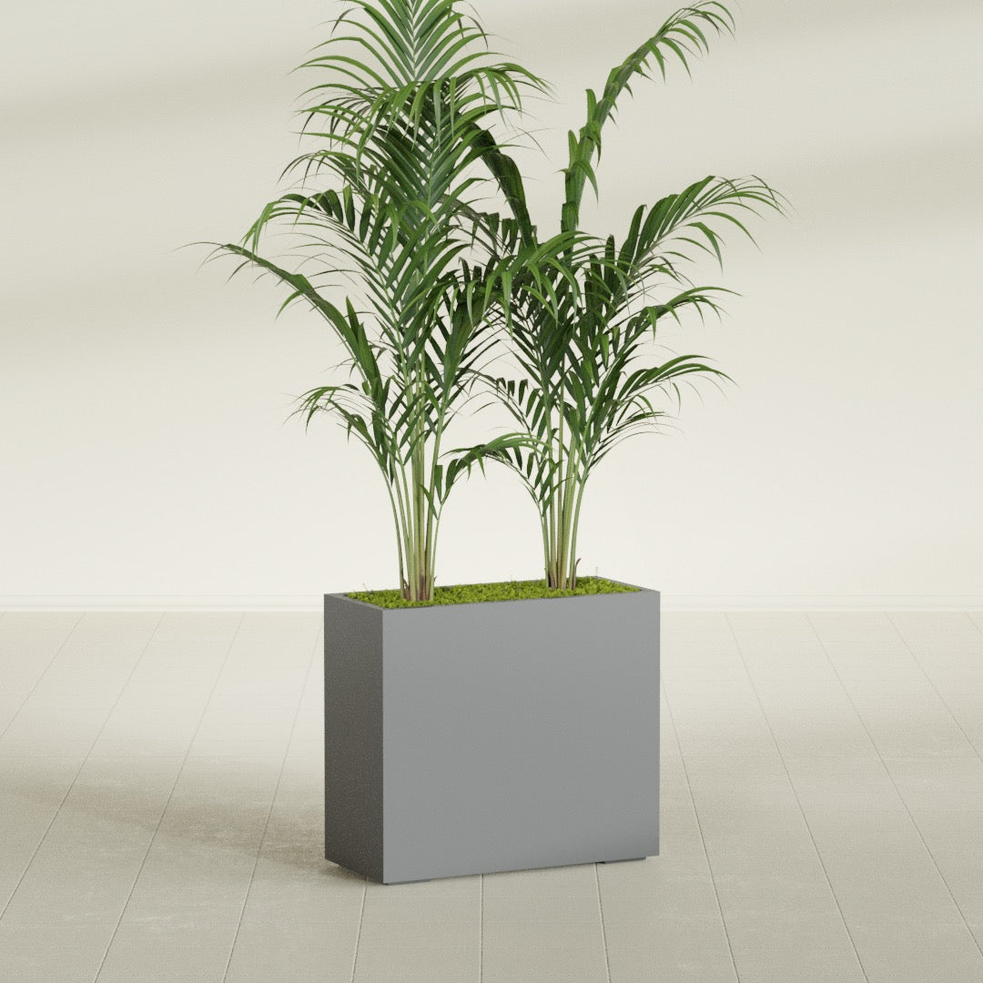 Potsdam Large Rectangle Fiberglass Planter - 36 in x 16 in x 32 in - Metallic Gunmetal - Metallic Gunmetal,36 in x 16 in x 32 in