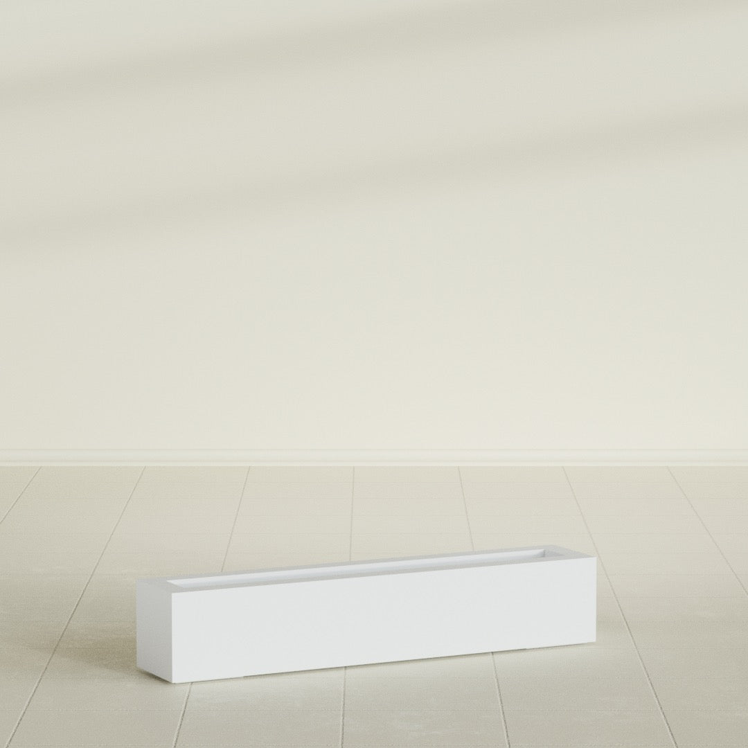 Salon Large Tall Rectangle Fiberglass Planter - 42 in x 8 in x 8 in - Gloss White - Gloss White,42 in x 8 in x 8 in