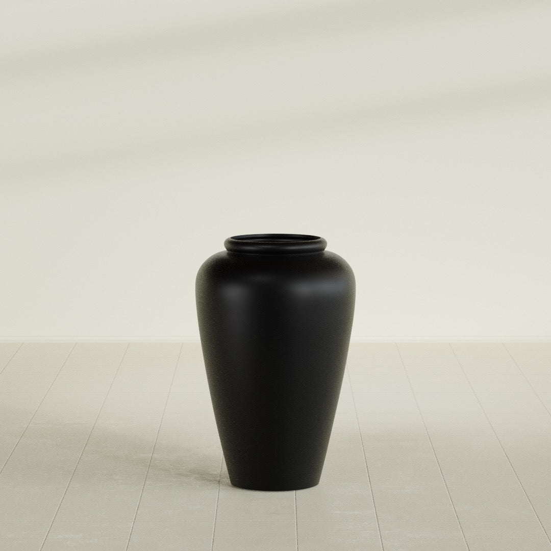 Bara Jar Large Round Fiberglass Planter - 20 in x 20 in x 31 in - Matte Black - Matte Black,20 in x 20 in x 32 in