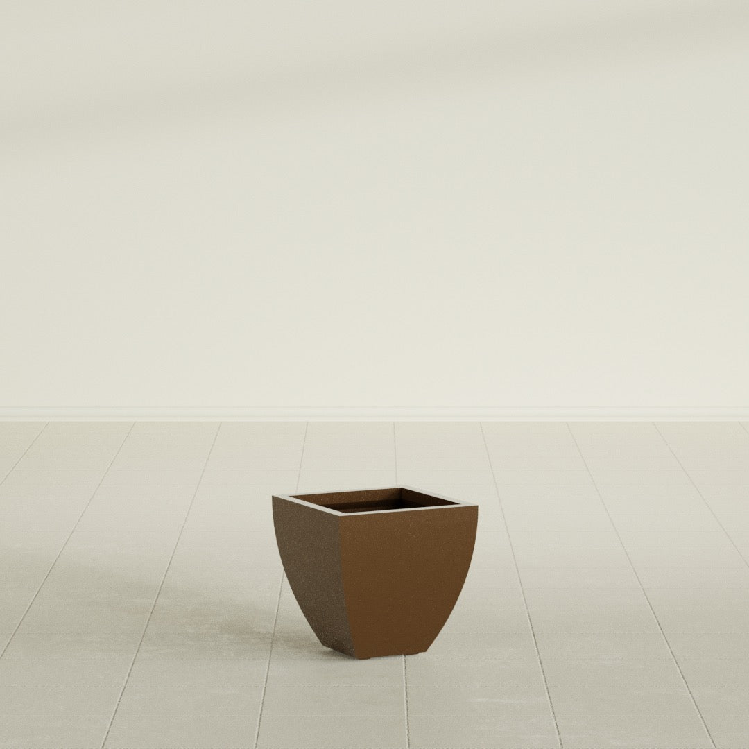 Lima Small Tapered Square Fiberglass Planter - 12 in x 12 in x 12 in - Metallic Bronze - Metallic Bronze,12 in x 12 in x 12 in