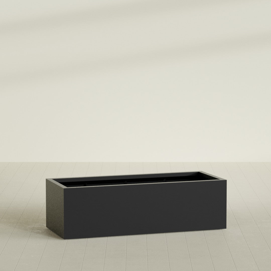 Torino Extra Large Wide Rectangle Fiberglass Planter - 60 in x 24 in x 18 in - Matte Black - Matte Black,60 in x 24 in x 18 in