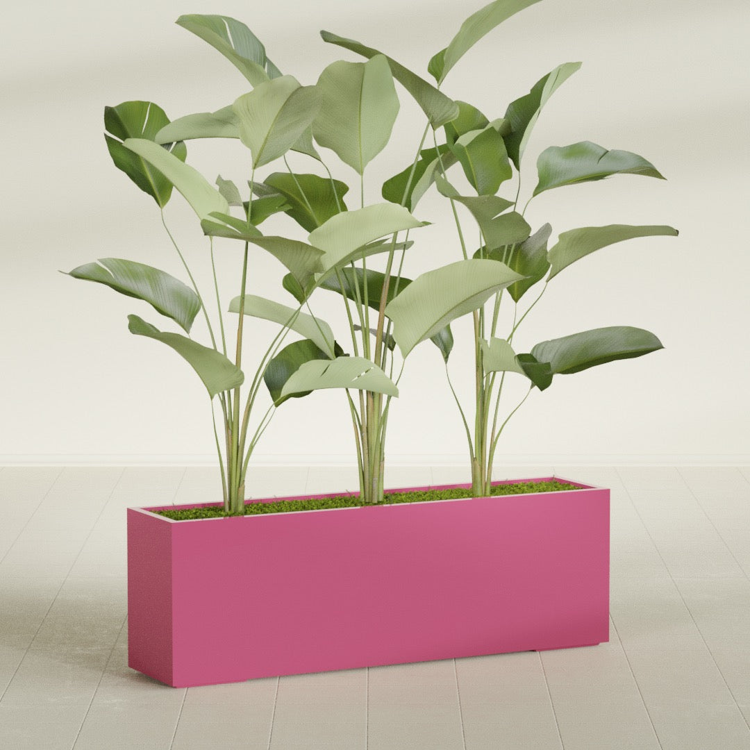 Tolga Extra Large Long Rectangle Fiberglass Planter - 72 in x 16 in x 24 in - Gloss Pink Violet - Gloss Pink Violet,72 in x 16 in x 24 in