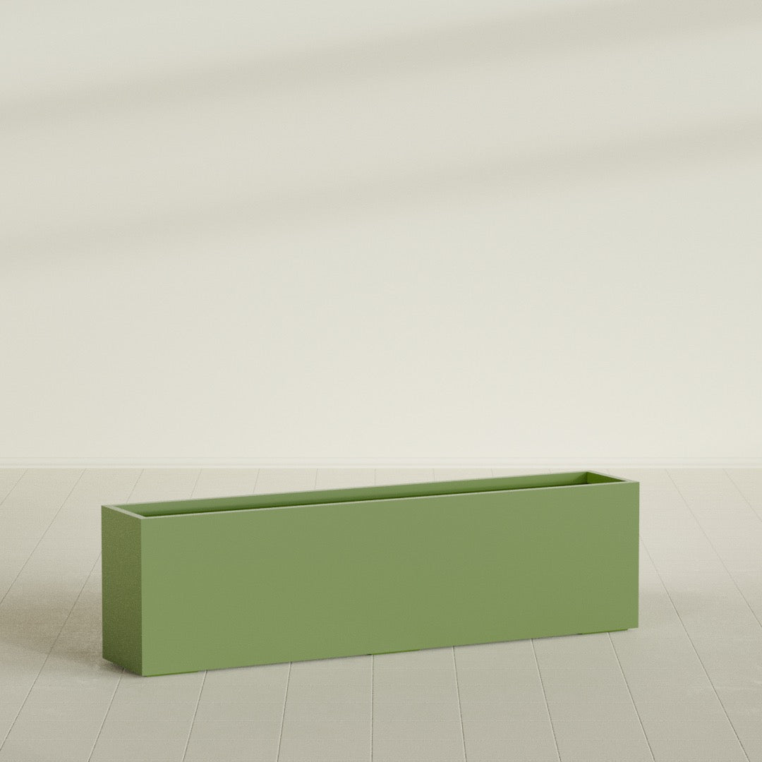 Hudson Extra Large Long Rectangle Fiberglass Planter - 100 in x 18 in x 28 in - Satin Green - Satin Green,100 in x 18 in x 28 in