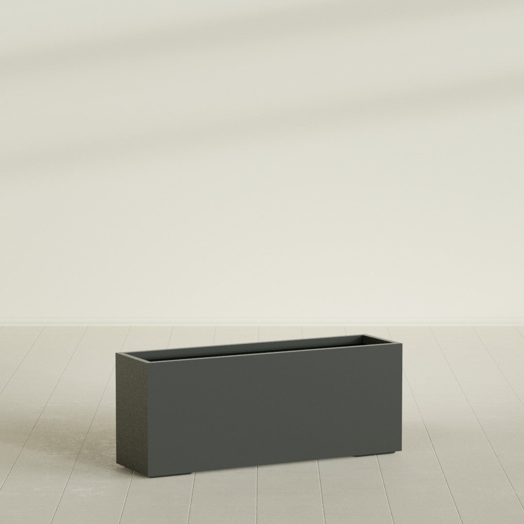 Tolga Extra Large Long Rectangle Fiberglass Planter - 60 in x 16 in x 24 in - Matte Charcoal - Matte Charcoal,60 in x 16 in x 24 in
