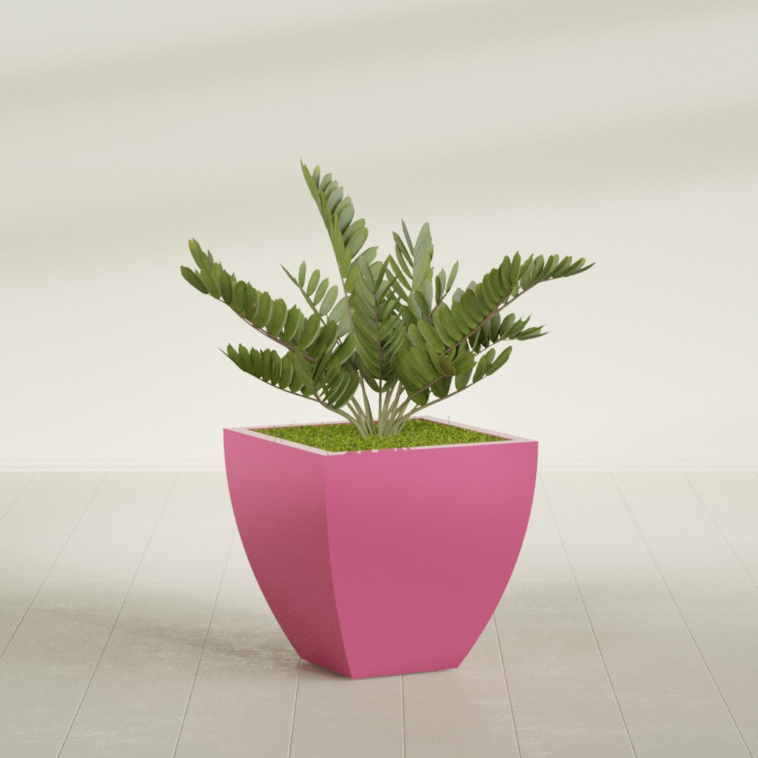 Lima Medium Tapered Square Fiberglass Planter - 24 in x 24 in x 24 in - Gloss Pink Violet - Gloss Pink Violet,24 in x 24 in x 24 in