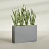 Delray Extra Large Long Rectangle Fiberglass Planter - 48 in x 12 in x 32 in - Metallic Gunmetal - Metallic Gunmetal,48 in x 12 in x 32 in