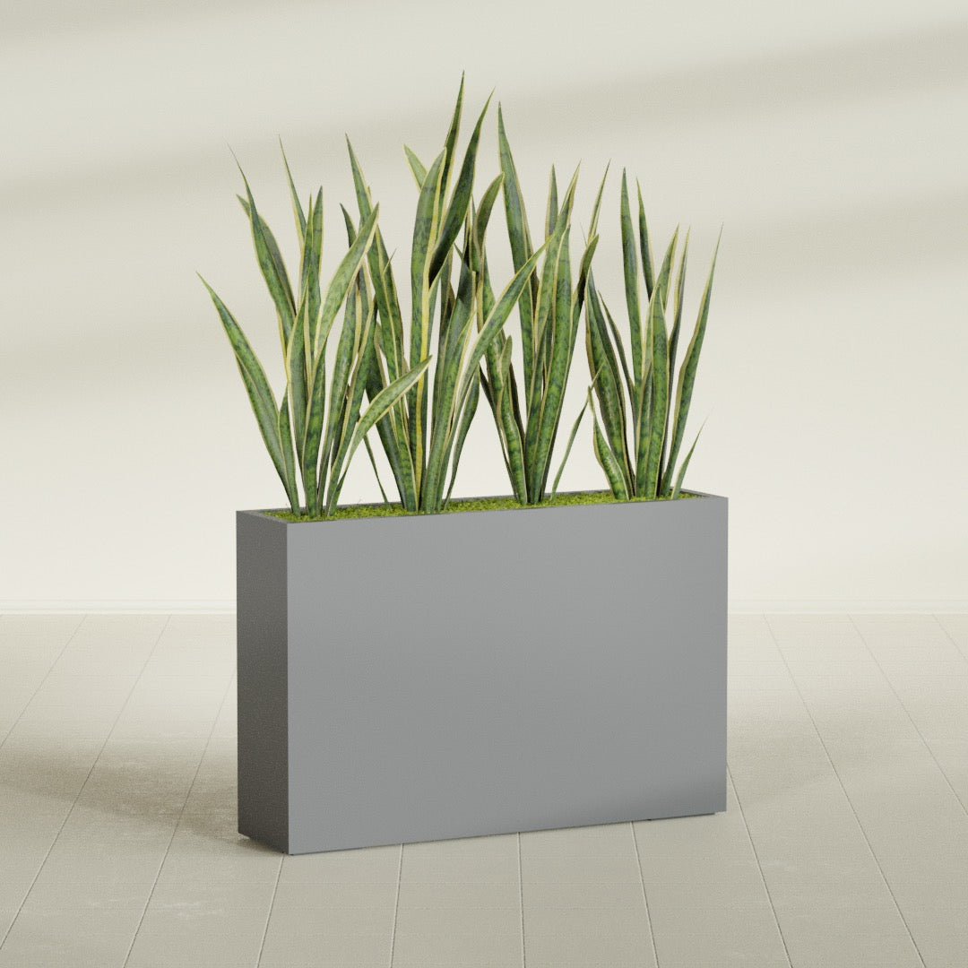 Delray Extra Large Long Rectangle Fiberglass Planter - 48 in x 12 in x 32 in - Metallic Gunmetal - Metallic Gunmetal,48 in x 12 in x 32 in