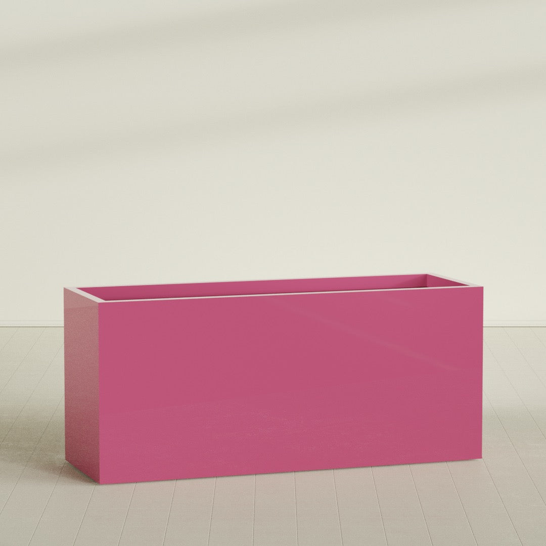 Brisbane Extra Large Long Rectangle Fiberglass Planter - 72 in x 24 in x 32 in - Gloss Pink Violet - Gloss Pink Violet,72 in x 24 in x 32 in