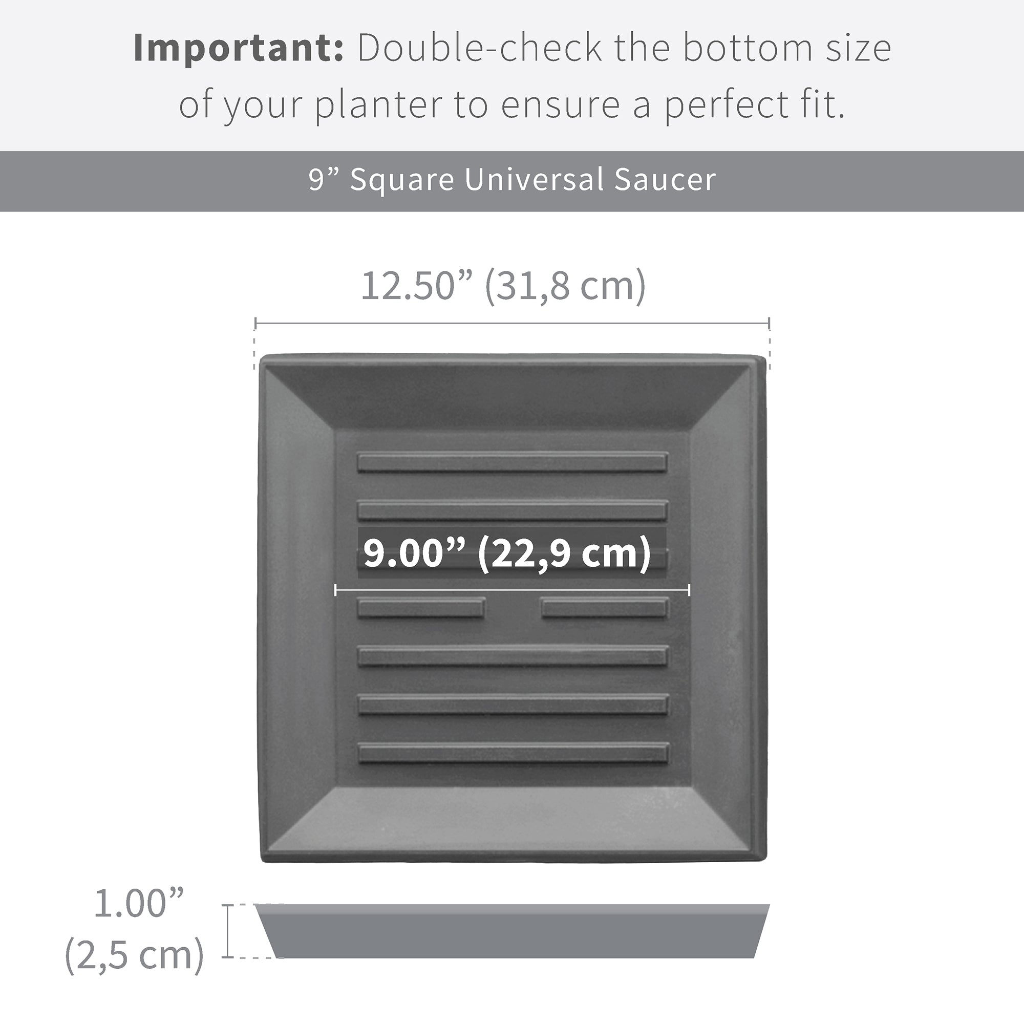 Square Plastic Saucer - 9in