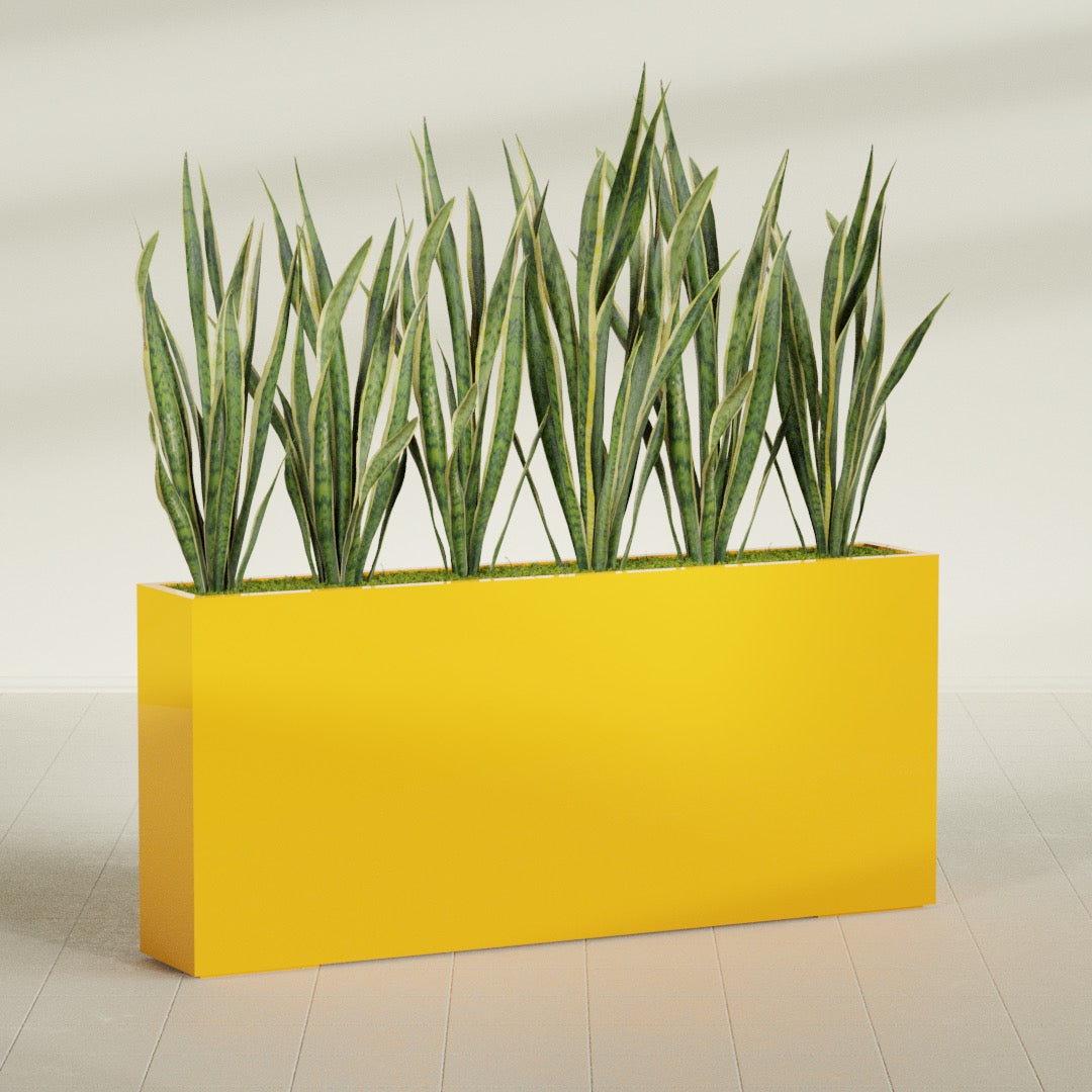 Delray Extra Large Long Rectangle Fiberglass Planter - 72 in x 12 in x 32 in - Gloss Saffron - Gloss Saffron,72 in x 12 in x 32 in