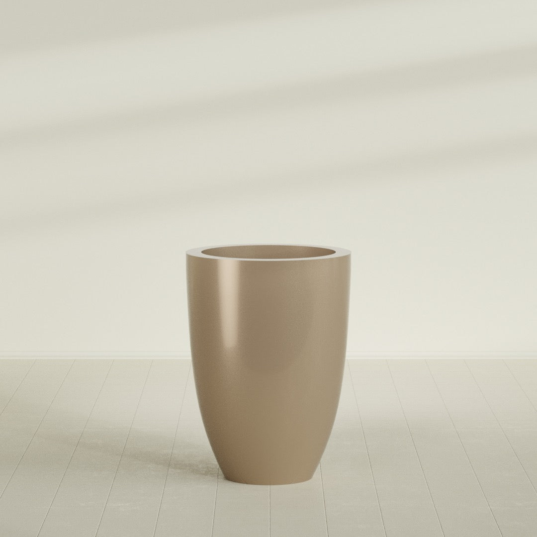 Brannan Large Round Fiberglass Planter - 30 in x 30 in x 41 in - Metallic Gold - Metallic Gold,30 in x 30 in x 41 in