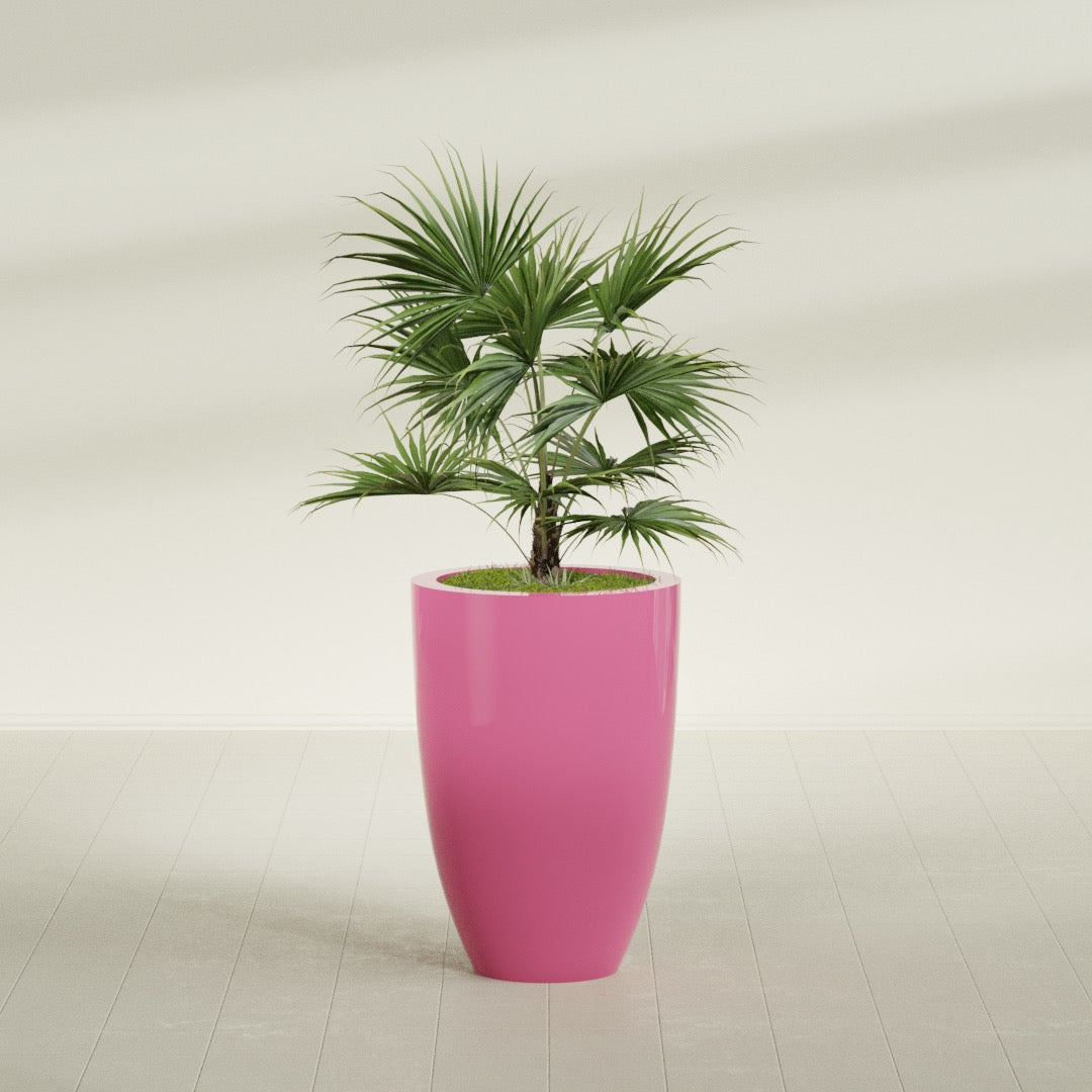 Brannan Large Round Fiberglass Planter - 24 in x 24 in x 35 in - Gloss Pink Violet - Gloss Pink Violet,24 in x 24 in x 35 in