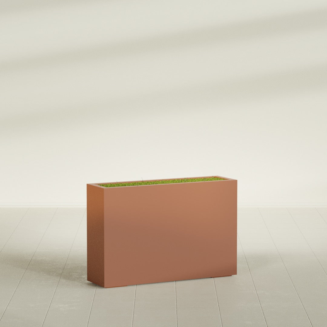 Milano Large Narrow Rectangle Fiberglass Planter - 36 in x 10 in x 24 in - Matte Terracotta - Matte Terracotta,36 in x 10 in x 24 in