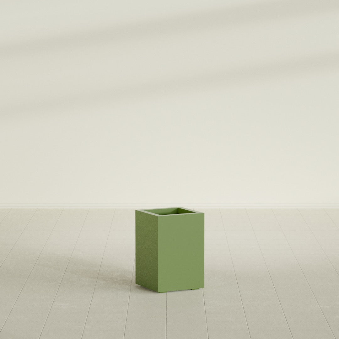 Miami Small Rectangle Fiberglass Planter - 12 in x 12 in x 18 in - Satin Green - Satin Green,12 in x 12 in x 18 in