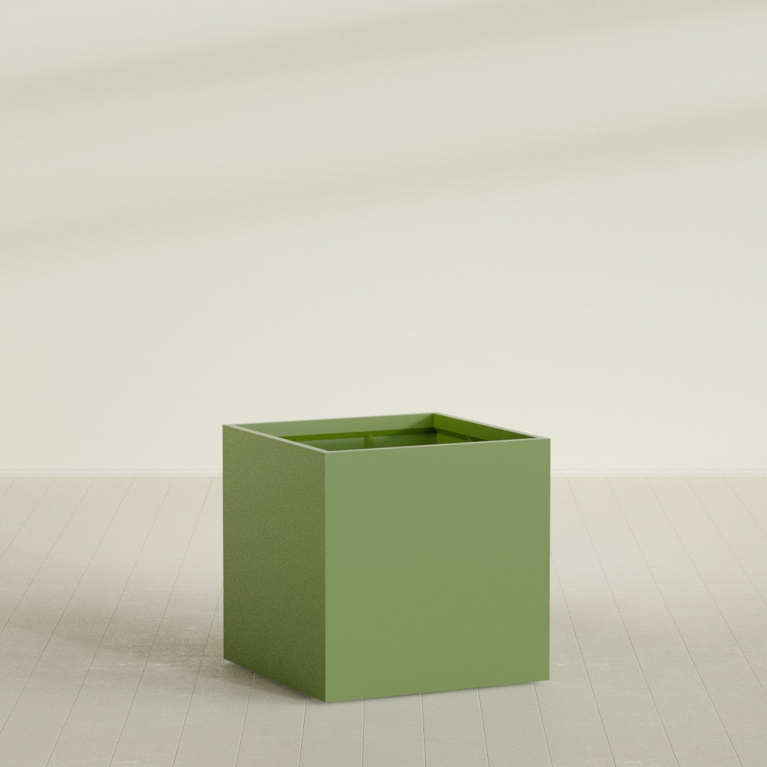Montroy Large Cube Square Fiberglass Planter - 40 in x 40 in x 40 in - Satin Green - Satin Green,40 in x 40 in x 40 in