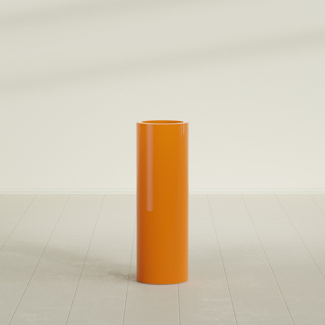 Corry Large Tall Cylinder Fiberglass Planter - 10 in x 10 in x 30 in - Gloss Tangerine - Gloss Tangerine,10 in x 10 in x 30 in